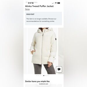 NWOT Noize Minka Tweed Puffer Jacket - heavy winter coat - off white - size S/P